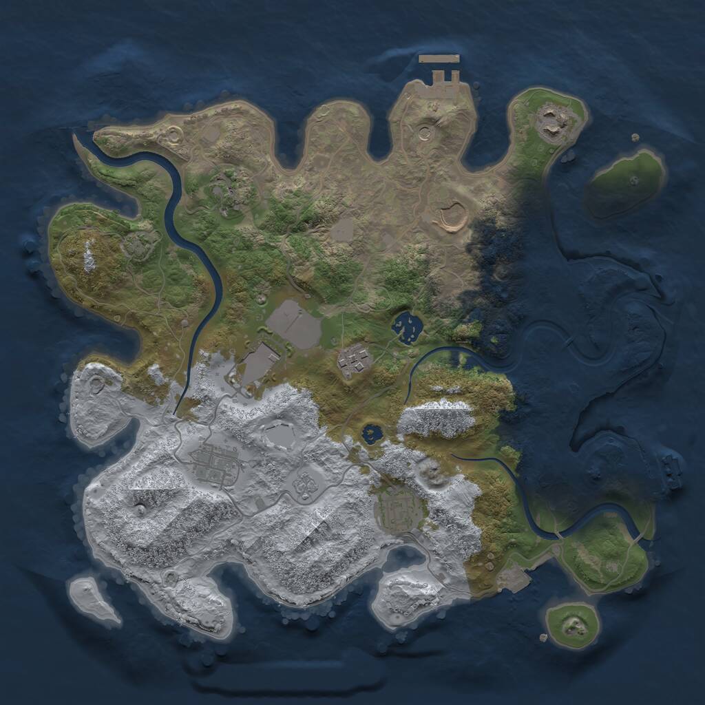 Rust Map: Procedural Map, Size: 3500, Seed: 805861044, 14 Monuments