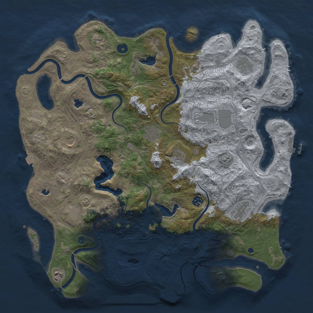 Rust Map: Procedural Map, Size: 4500, Seed: 861749595, 17 Monuments