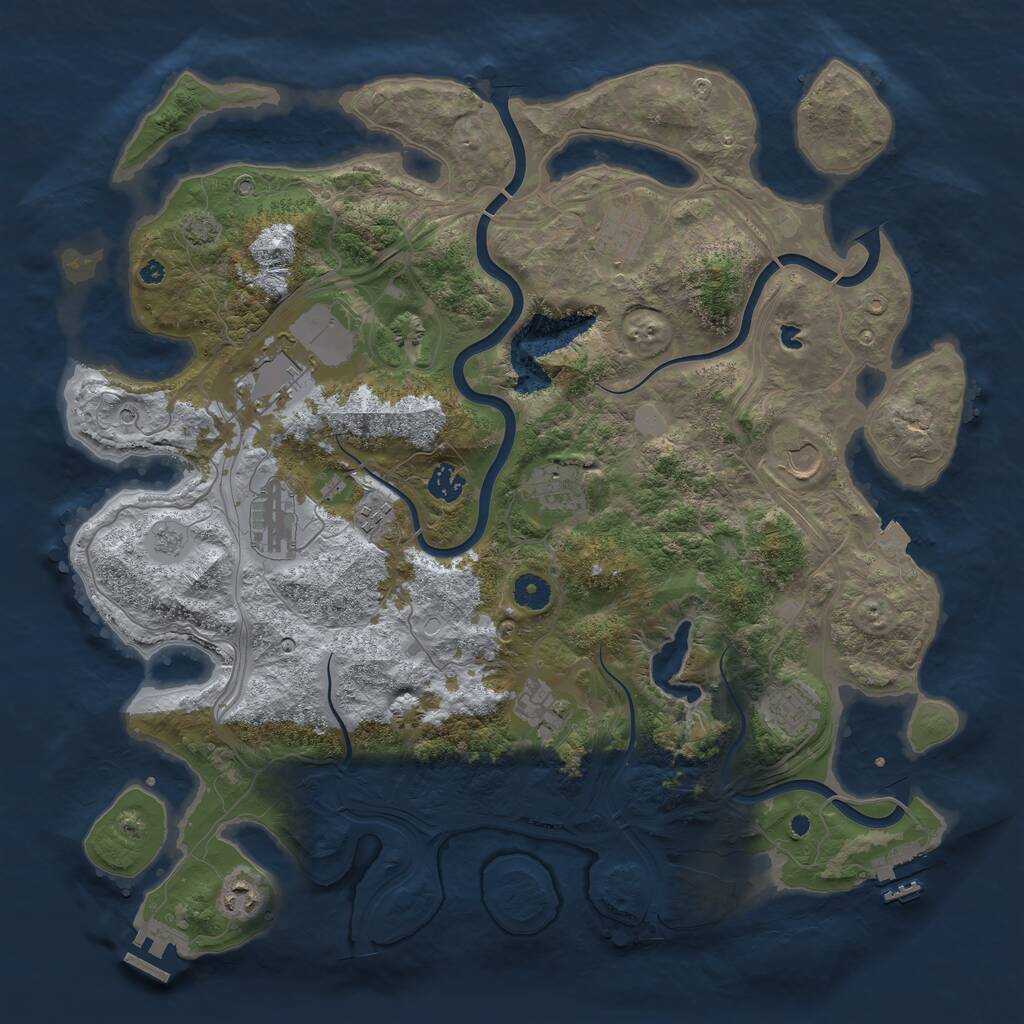 Rust Map: Procedural Map, Size: 4250, Seed: 411521720, 16 Monuments