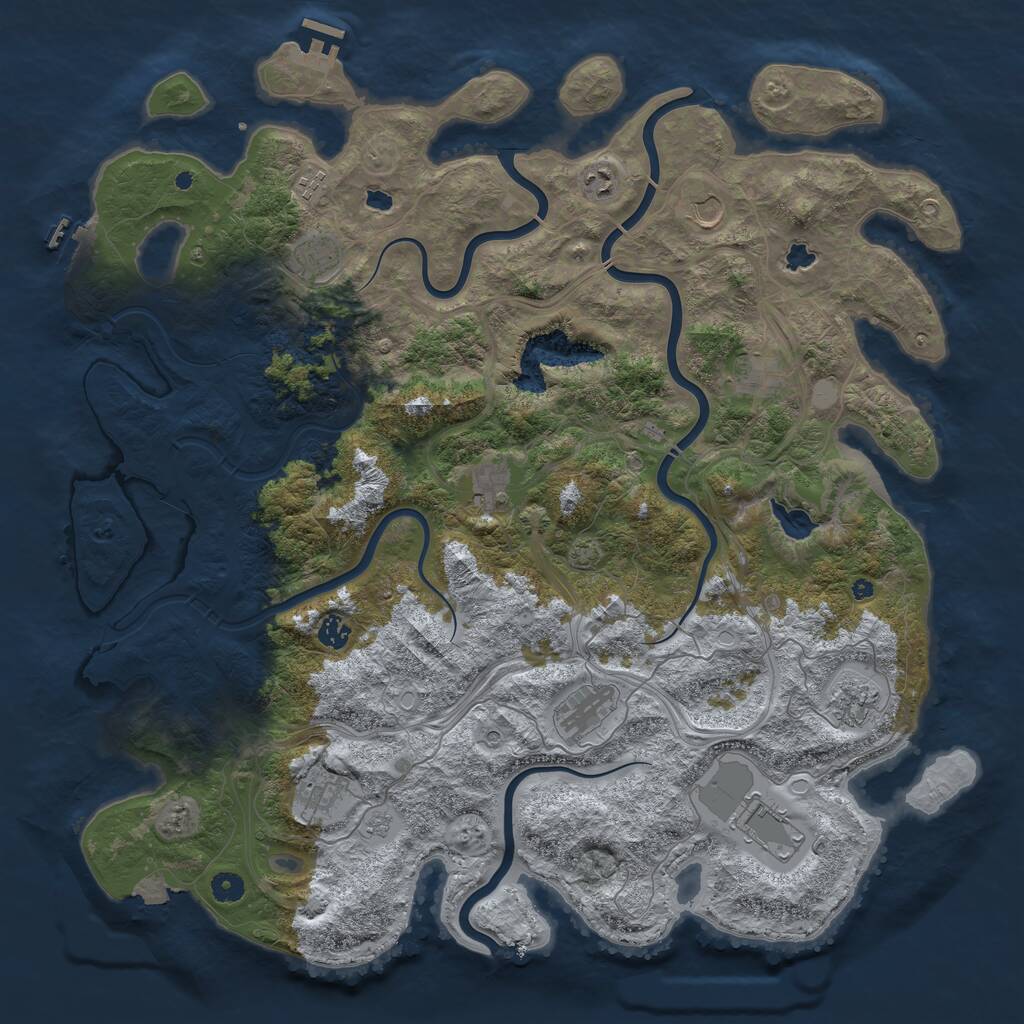 Rust Map: Procedural Map, Size: 4800, Seed: 32958, 17 Monuments