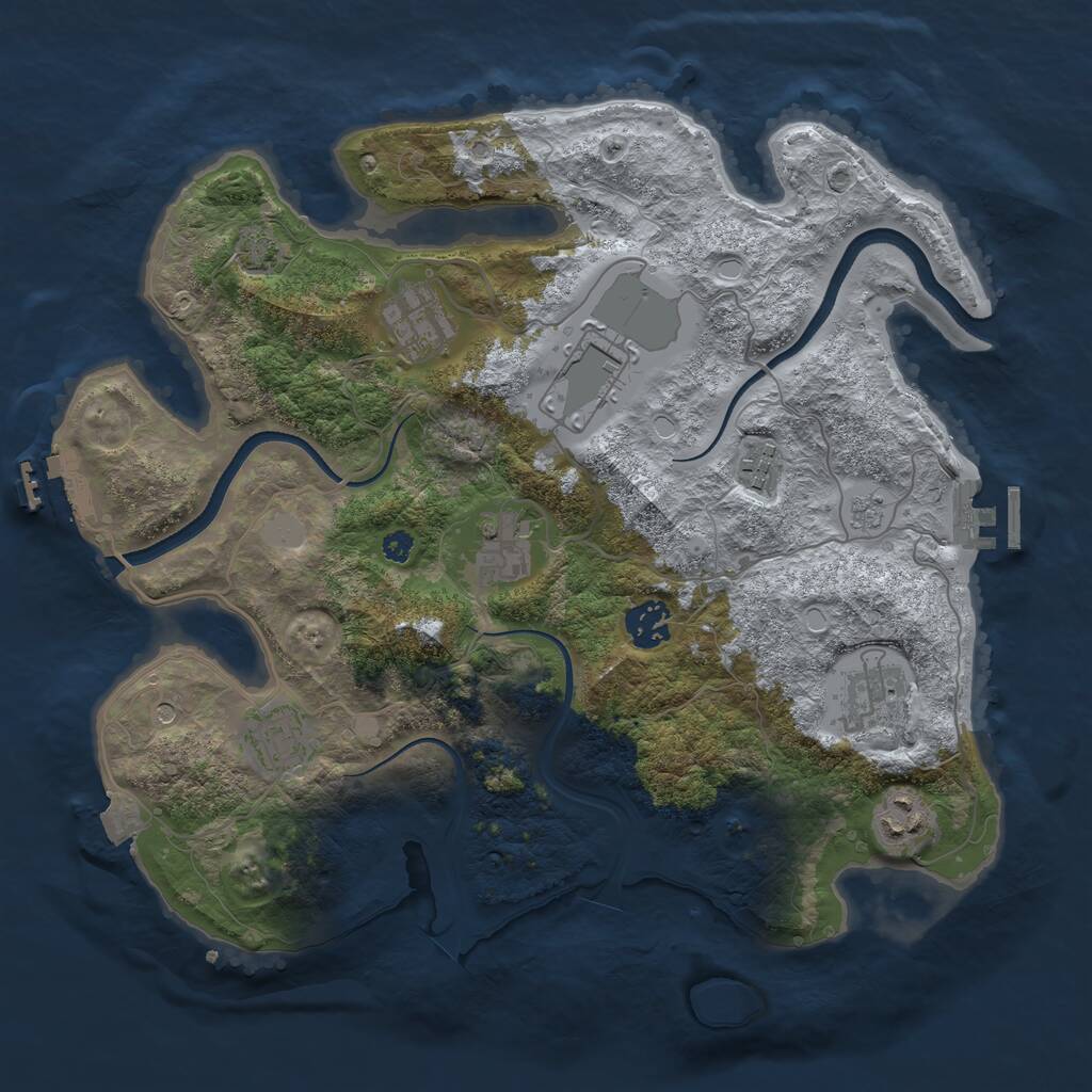 Rust Map: Procedural Map, Size: 3500, Seed: 1576172440, 14 Monuments