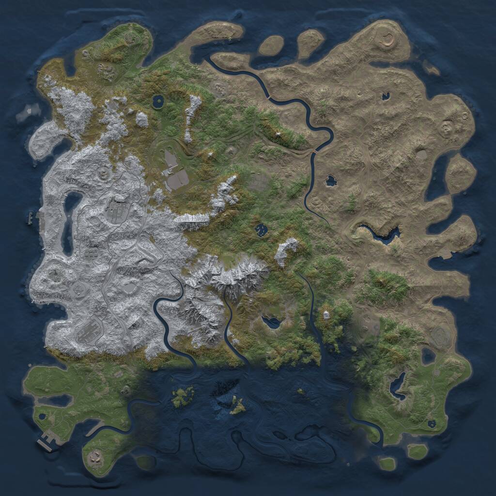 Rust Map: Procedural Map, Size: 6000, Seed: 244517359, 17 Monuments