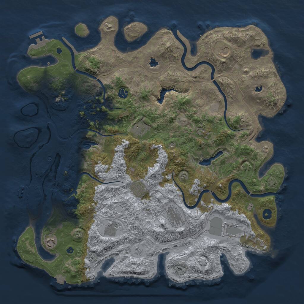 Rust Map: Procedural Map, Size: 4500, Seed: 40714360, 16 Monuments