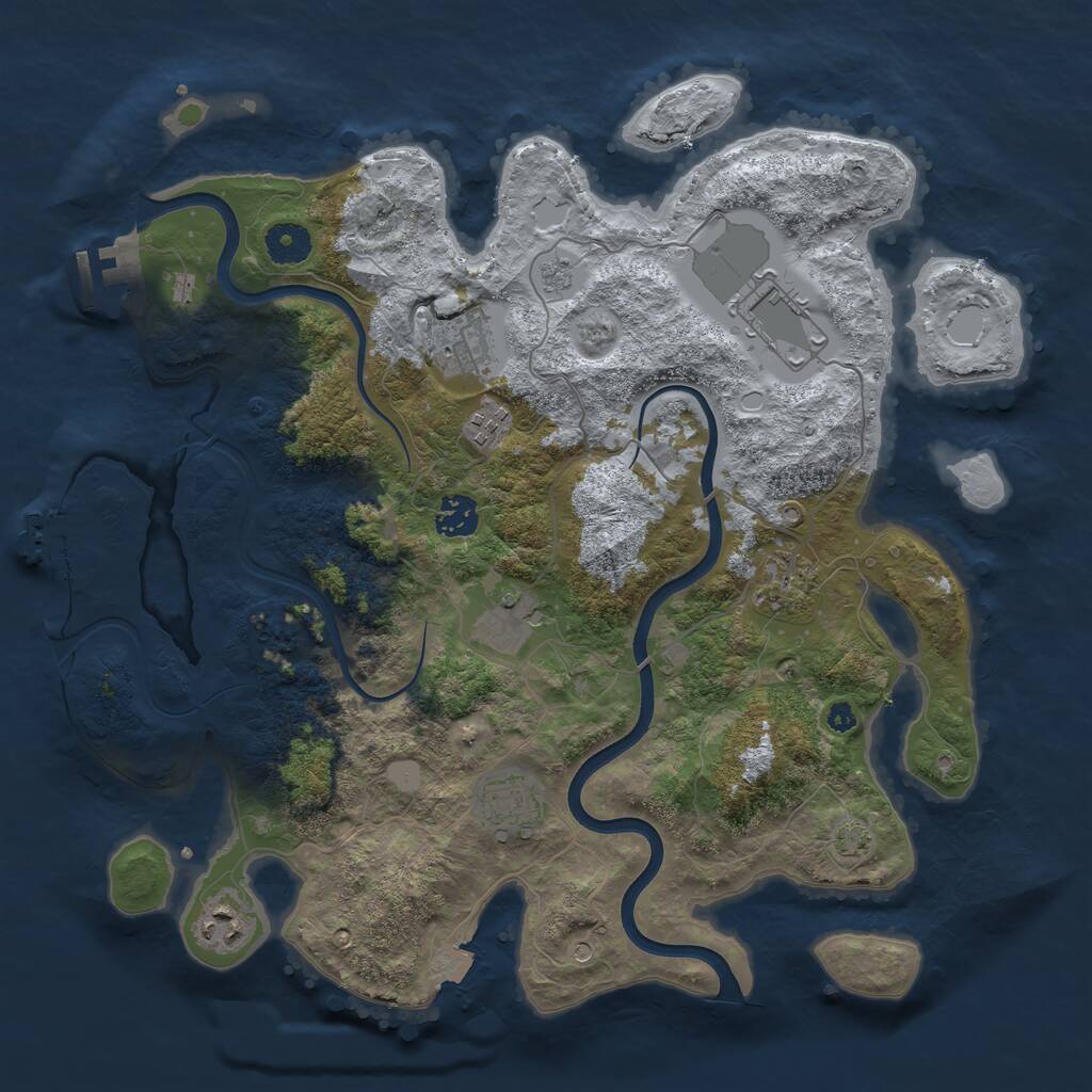 Rust Map: Procedural Map, Size: 3750, Seed: 2774485, 14 Monuments