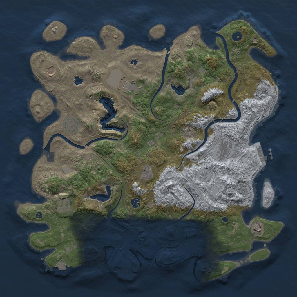 Rust Map: Procedural Map, Size: 4500, Seed: 1710168455, 16 Monuments