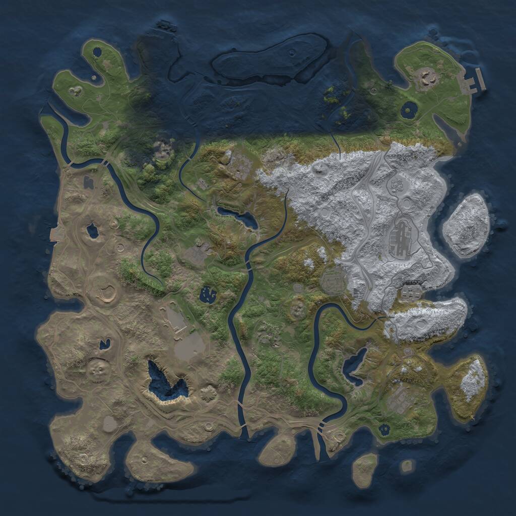 Rust Map: Procedural Map, Size: 4500, Seed: 318885147, 17 Monuments