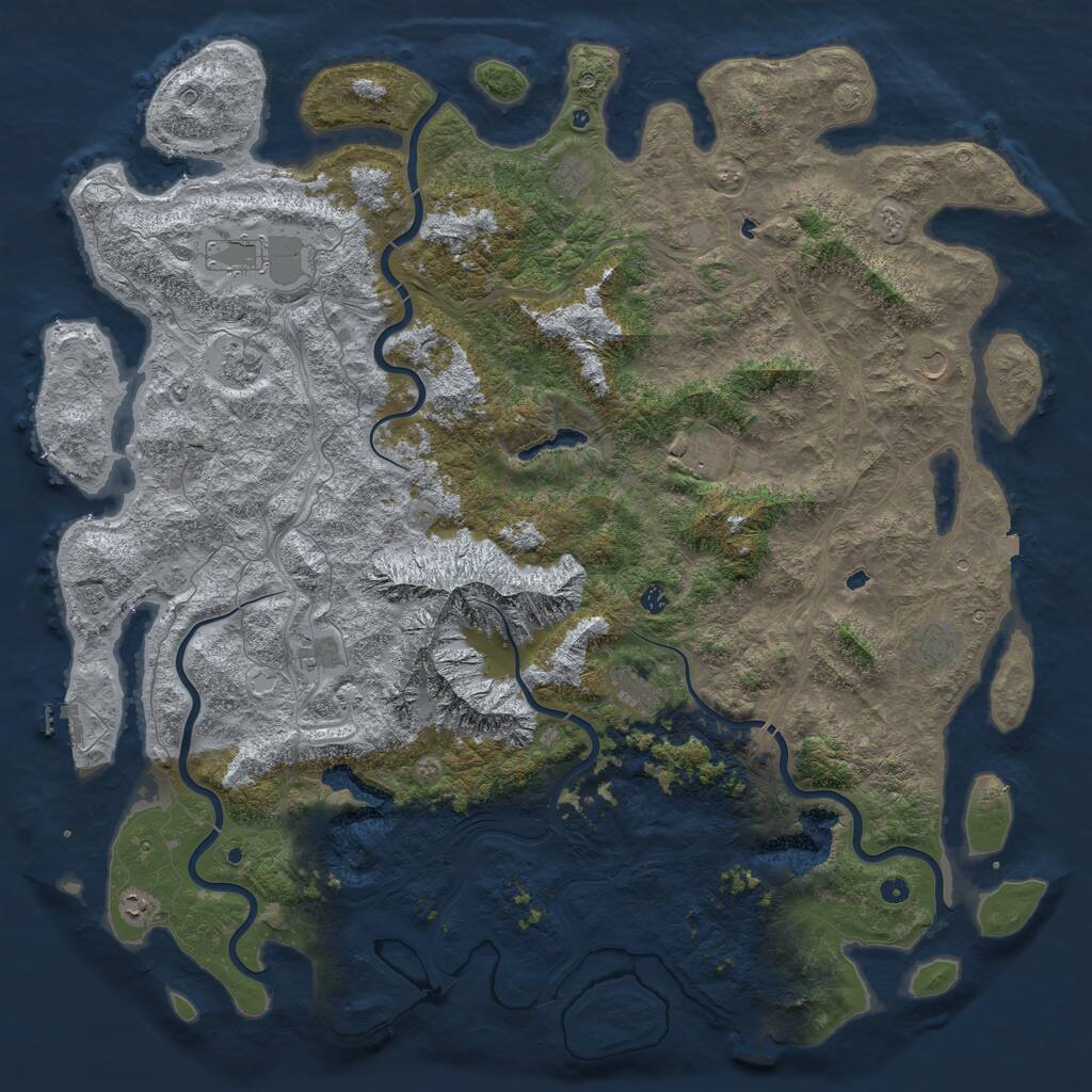 Rust Map: Procedural Map, Size: 6000, Seed: 5889877, 17 Monuments