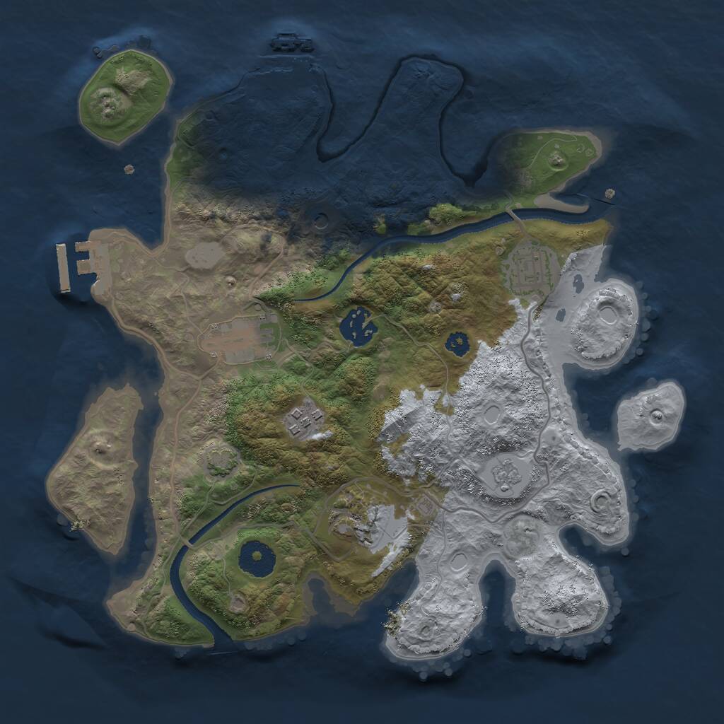 Rust Map: Procedural Map, Size: 3000, Seed: 1997553657, 11 Monuments