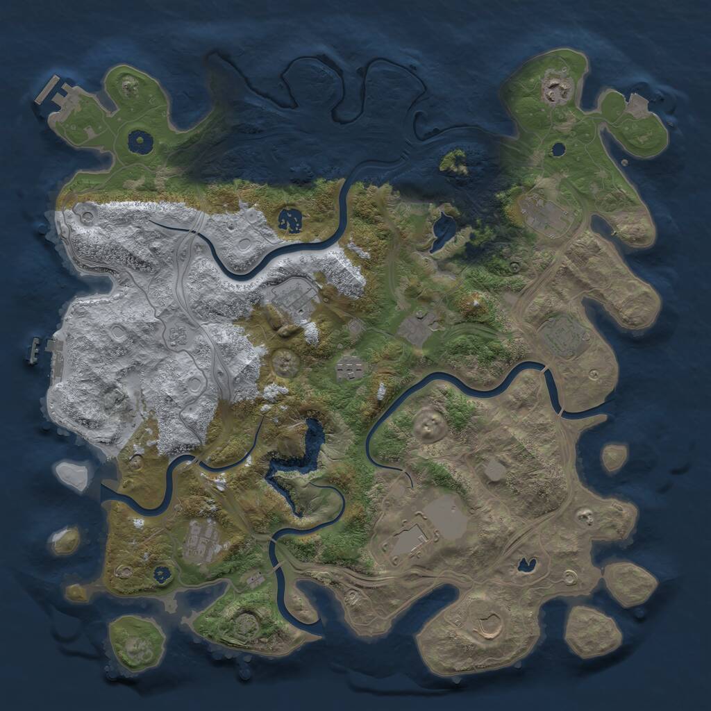 Rust Map: Procedural Map, Size: 4250, Seed: 862419781, 16 Monuments