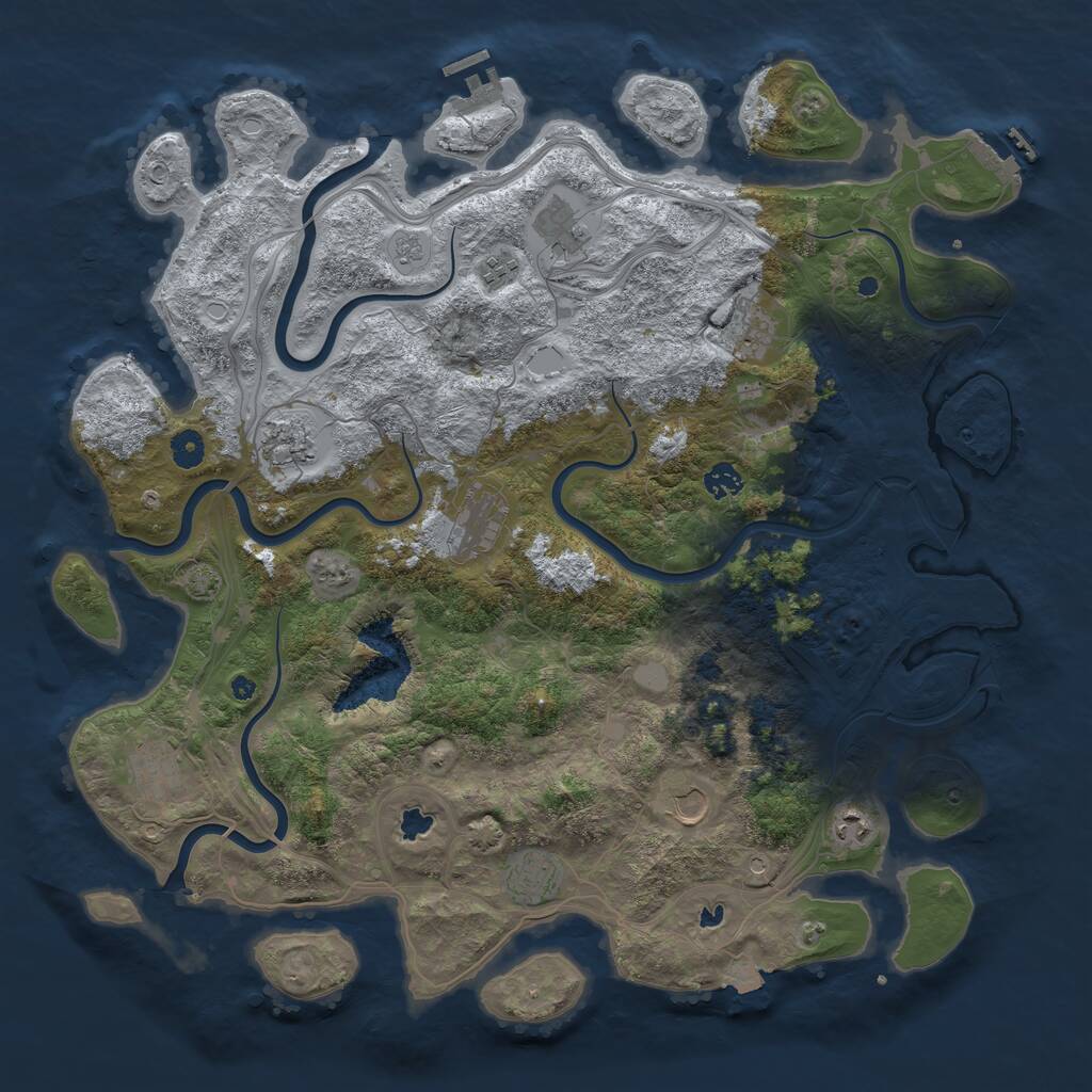 Rust Map: Procedural Map, Size: 4500, Seed: 257466646, 16 Monuments