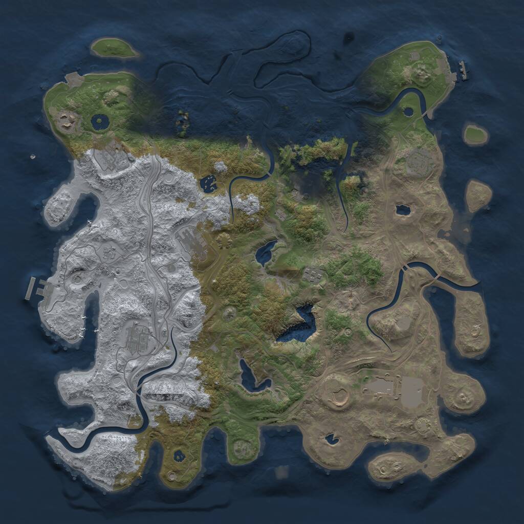 Rust Map: Procedural Map, Size: 4500, Seed: 24450, 16 Monuments