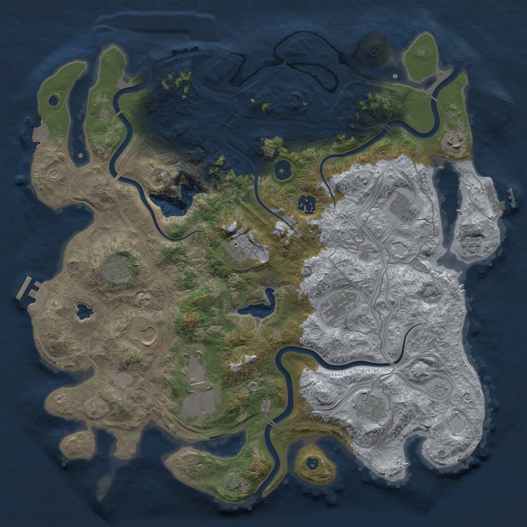 Rust Map: Procedural Map, Size: 4250, Seed: 1272875781, 16 Monuments