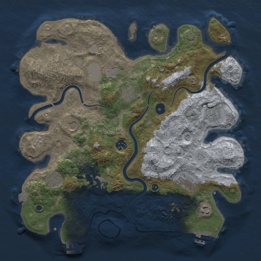 Rust Map: Procedural Map, Size: 3750, Seed: 3520, 16 Monuments