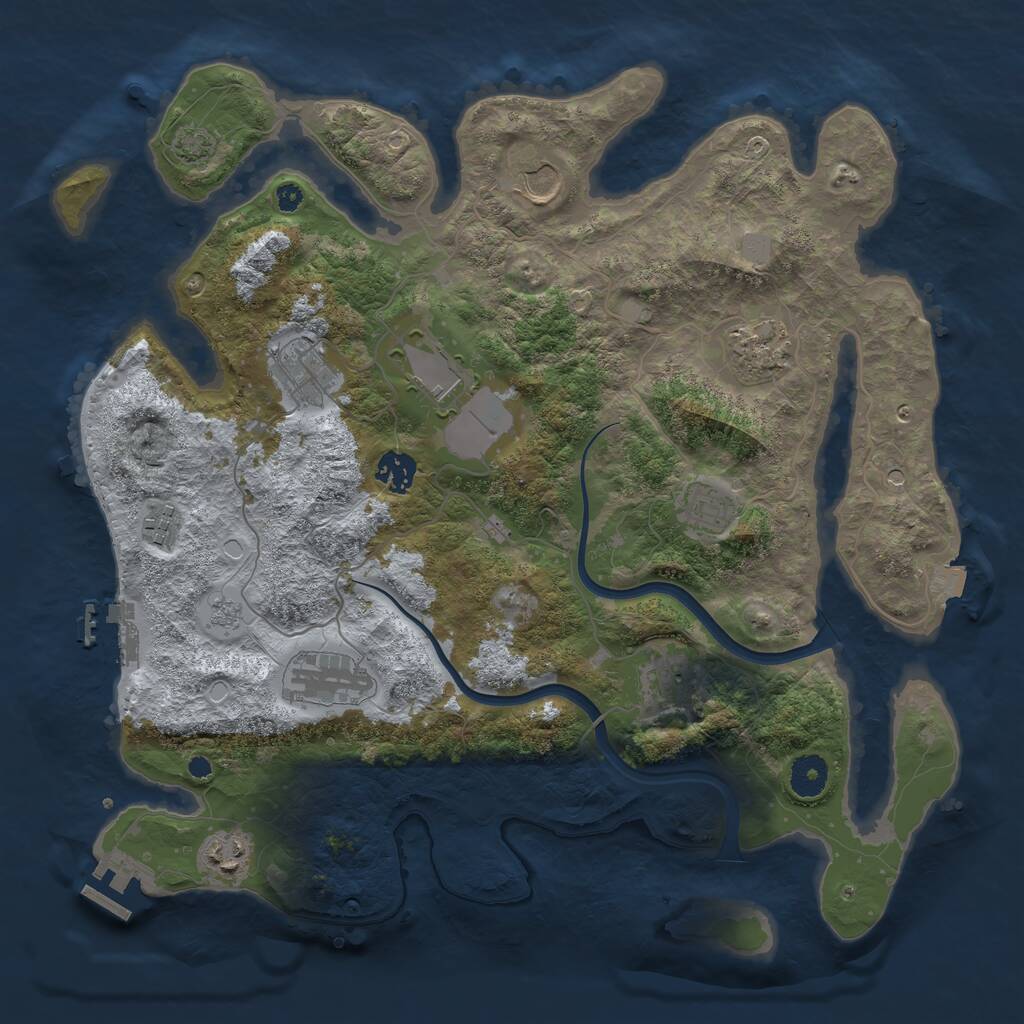 Rust Map: Procedural Map, Size: 3800, Seed: 777546816, 16 Monuments