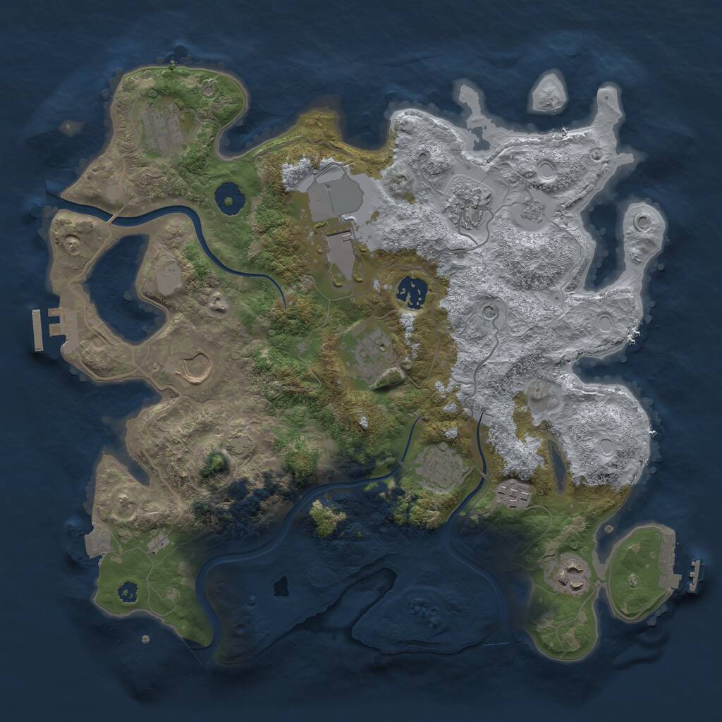 Rust Map: Procedural Map, Size: 3500, Seed: 2115024302, 15 Monuments