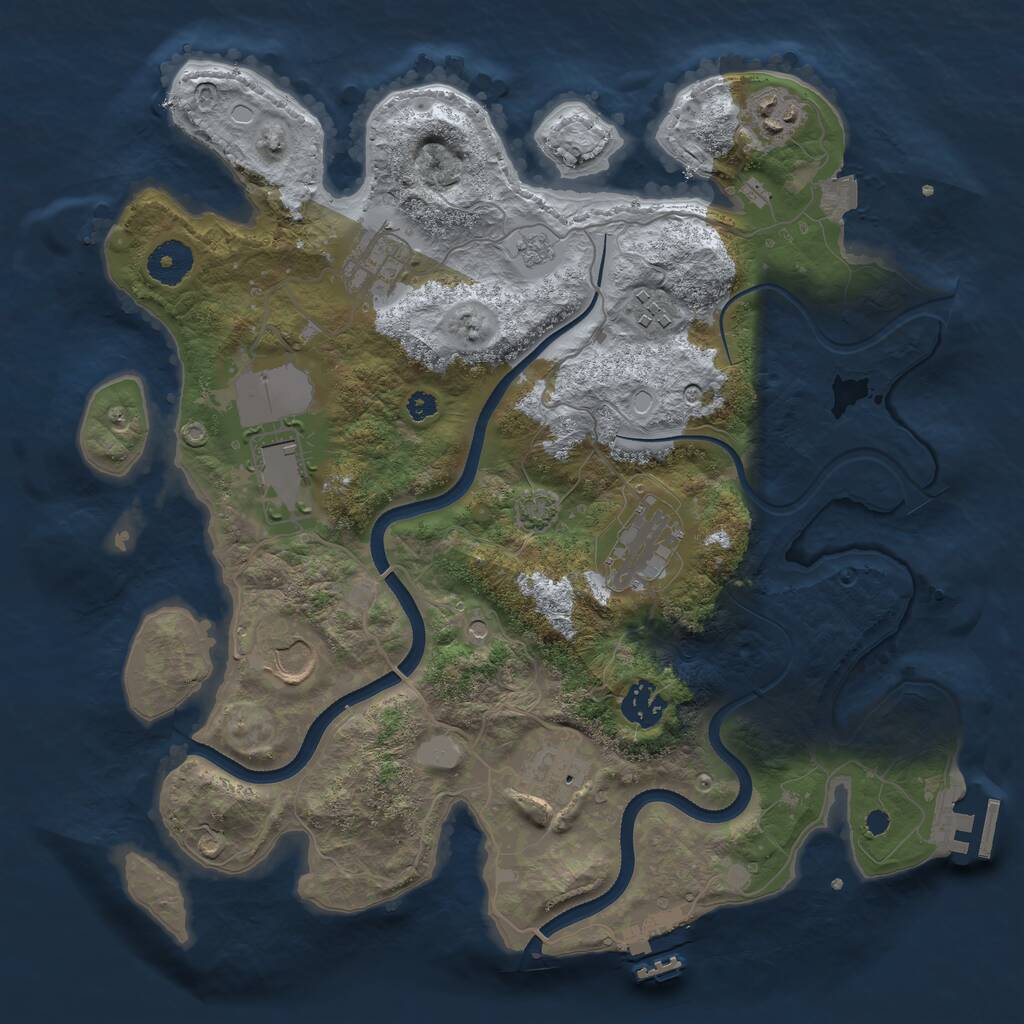 Rust Map: Procedural Map, Size: 3500, Seed: 851286804, 14 Monuments