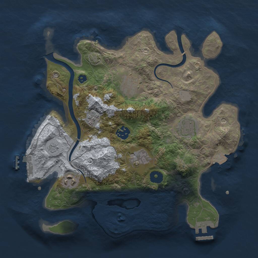 Rust Map: Procedural Map, Size: 3000, Seed: 13372448, 12 Monuments