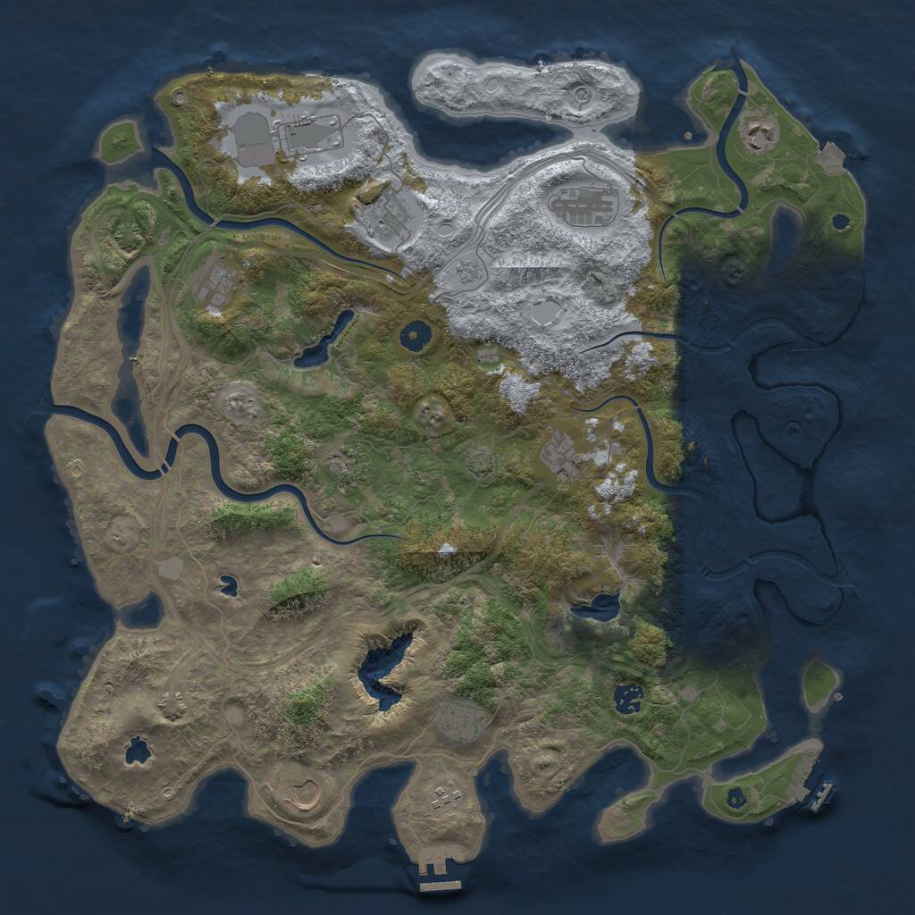 Rust Map: Procedural Map, Size: 4500, Seed: 954329547, 17 Monuments