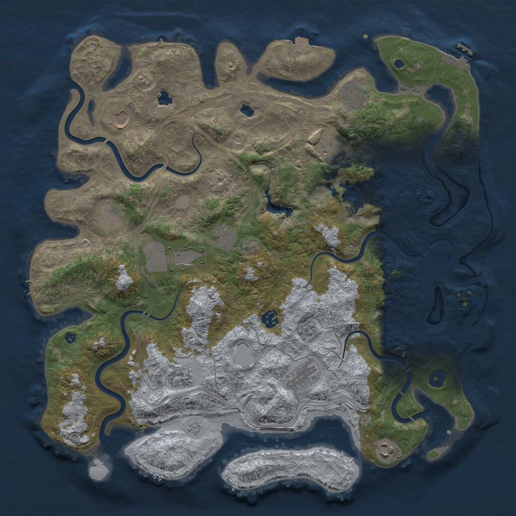 Rust Map: Procedural Map, Size: 4500, Seed: 619194386, 17 Monuments