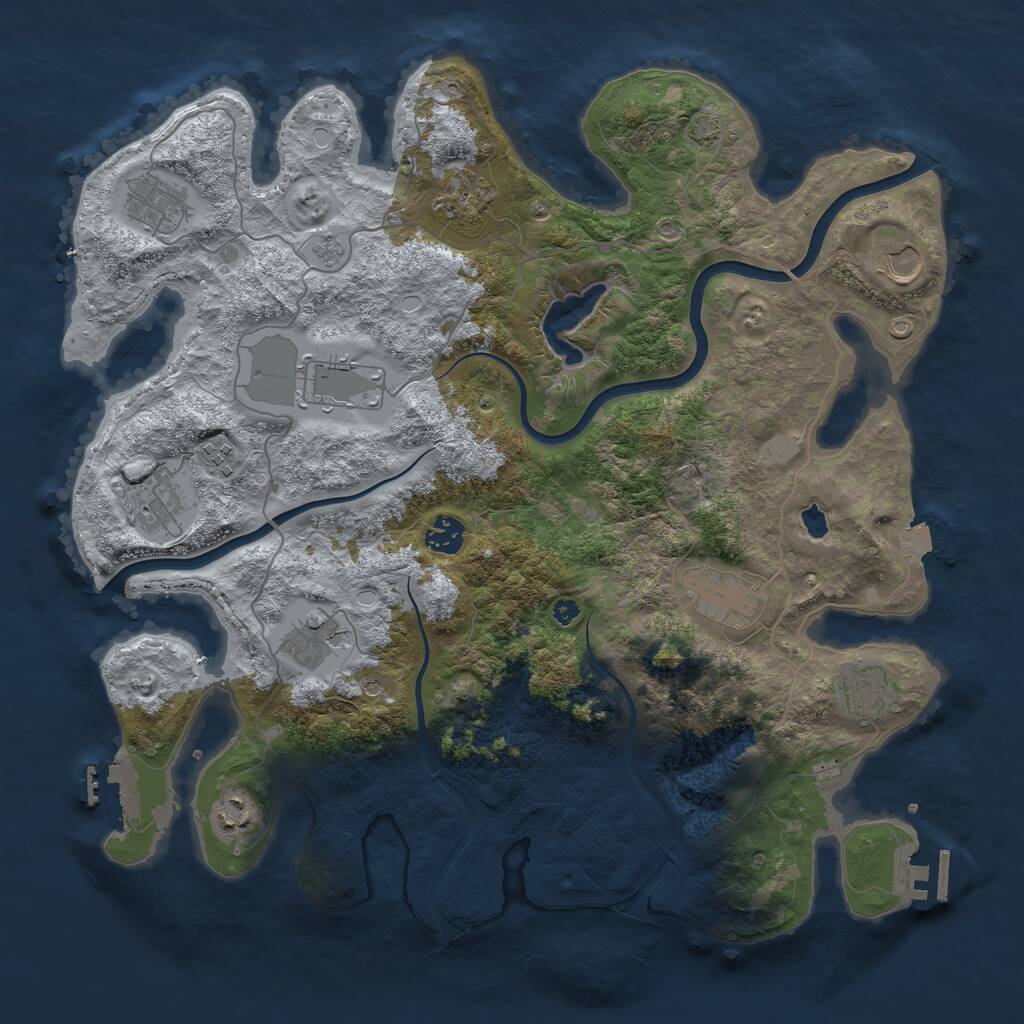 Rust Map: Procedural Map, Size: 4000, Seed: 1203865941, 17 Monuments