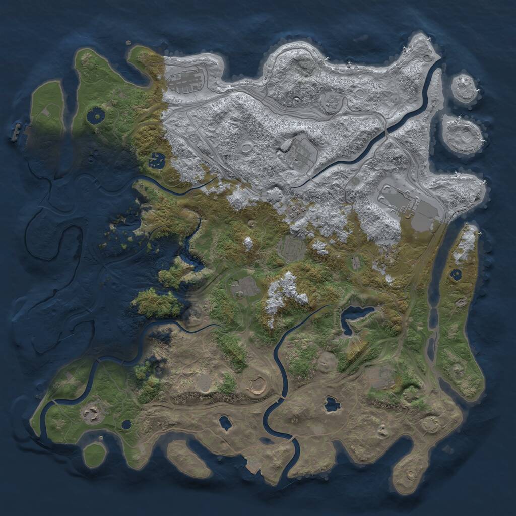 Rust Map: Procedural Map, Size: 4500, Seed: 166438946, 17 Monuments