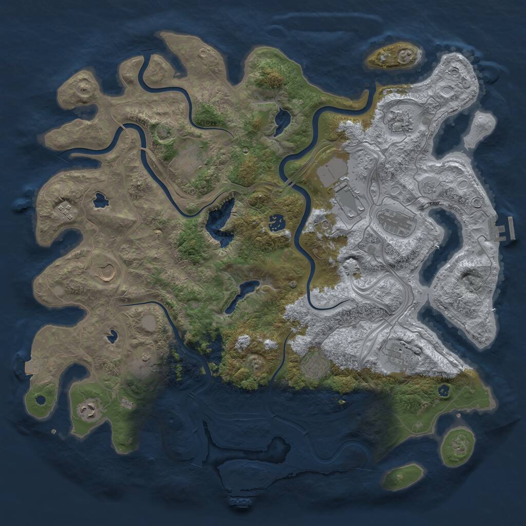 Rust Map: Procedural Map, Size: 4500, Seed: 1075523269, 17 Monuments