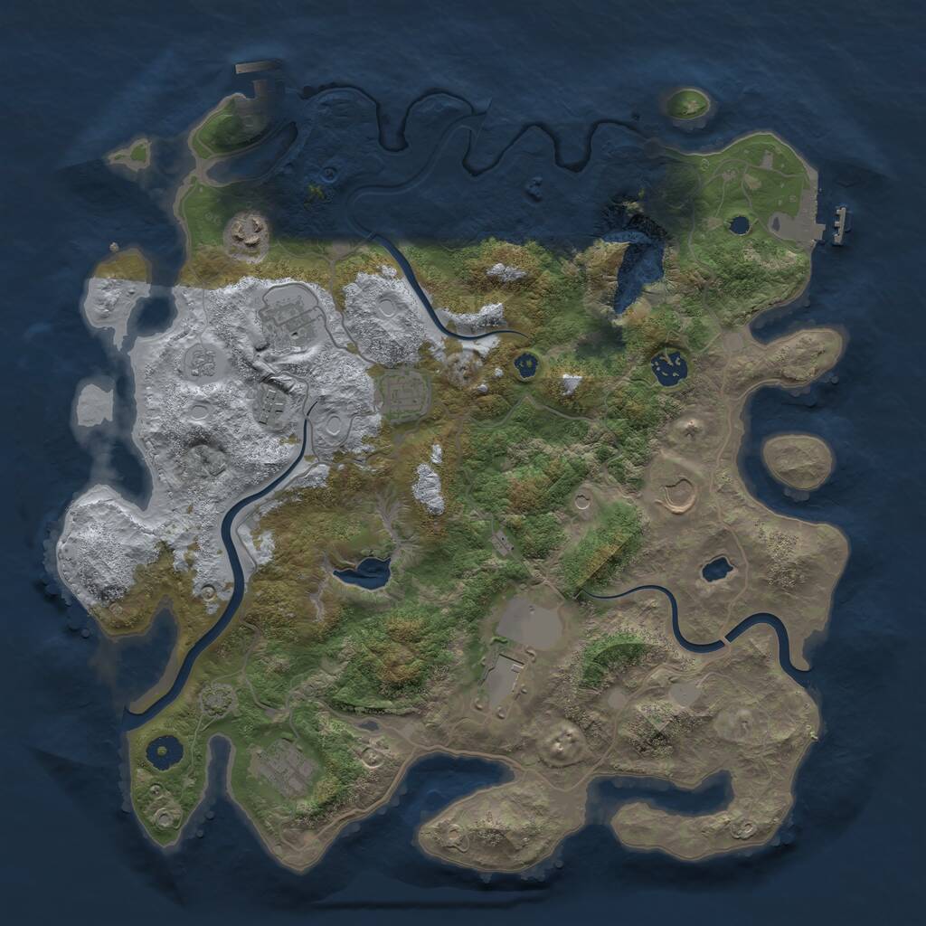 Rust Map: Procedural Map, Size: 4000, Seed: 1204727237, 14 Monuments