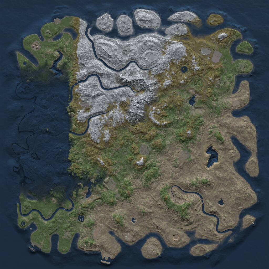 Rust Map: Procedural Map, Size: 6000, Seed: 30207830, 17 Monuments