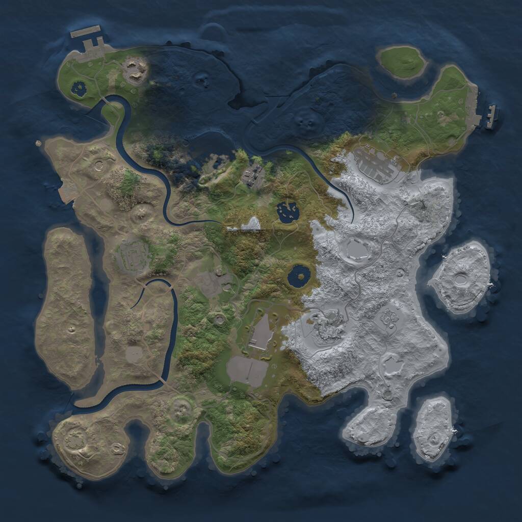 Rust Map: Procedural Map, Size: 3500, Seed: 461250934, 15 Monuments