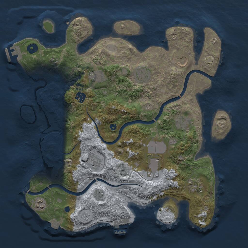 Rust Map: Procedural Map, Size: 3600, Seed: 840555830, 16 Monuments