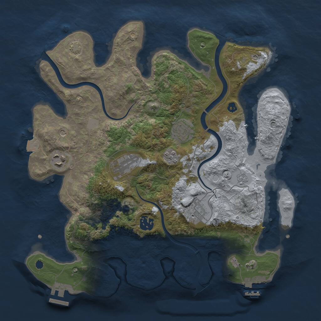 Rust Map: Procedural Map, Size: 3300, Seed: 679118465, 12 Monuments