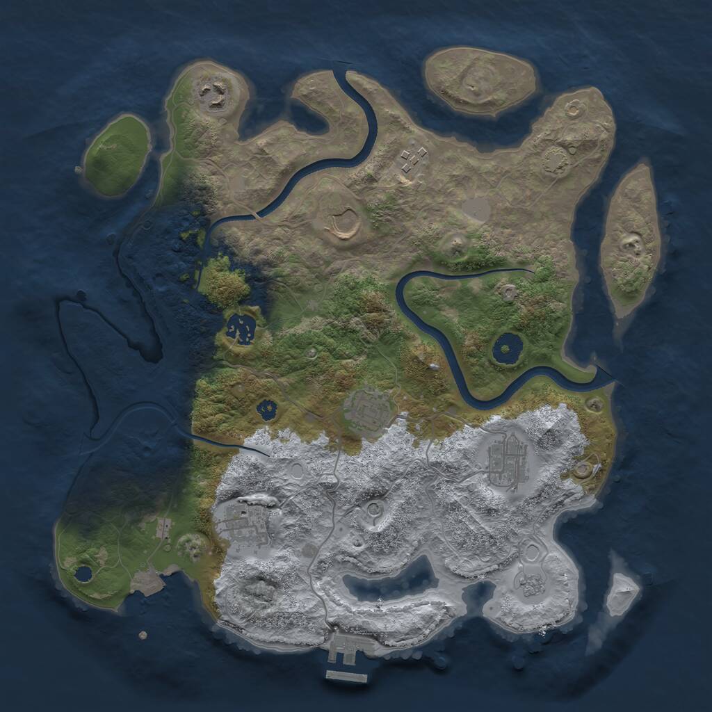 Rust Map: Procedural Map, Size: 3500, Seed: 903905327, 12 Monuments