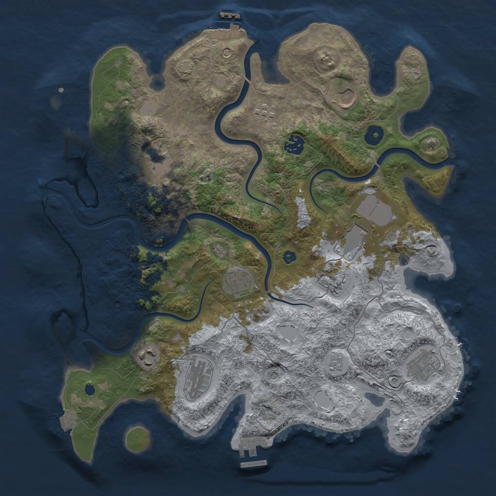 Rust Map: Procedural Map, Size: 3800, Seed: 56555, 16 Monuments
