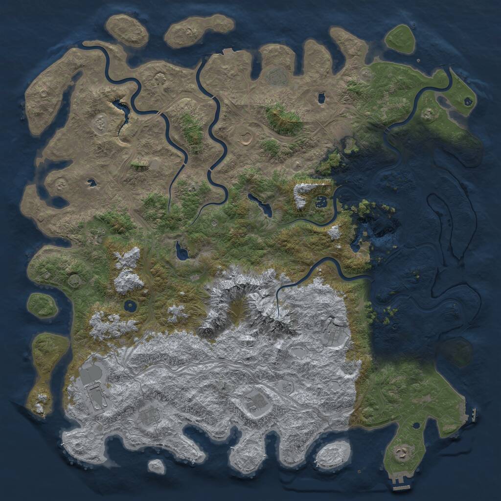 Rust Map: Procedural Map, Size: 6000, Seed: 313555000, 17 Monuments