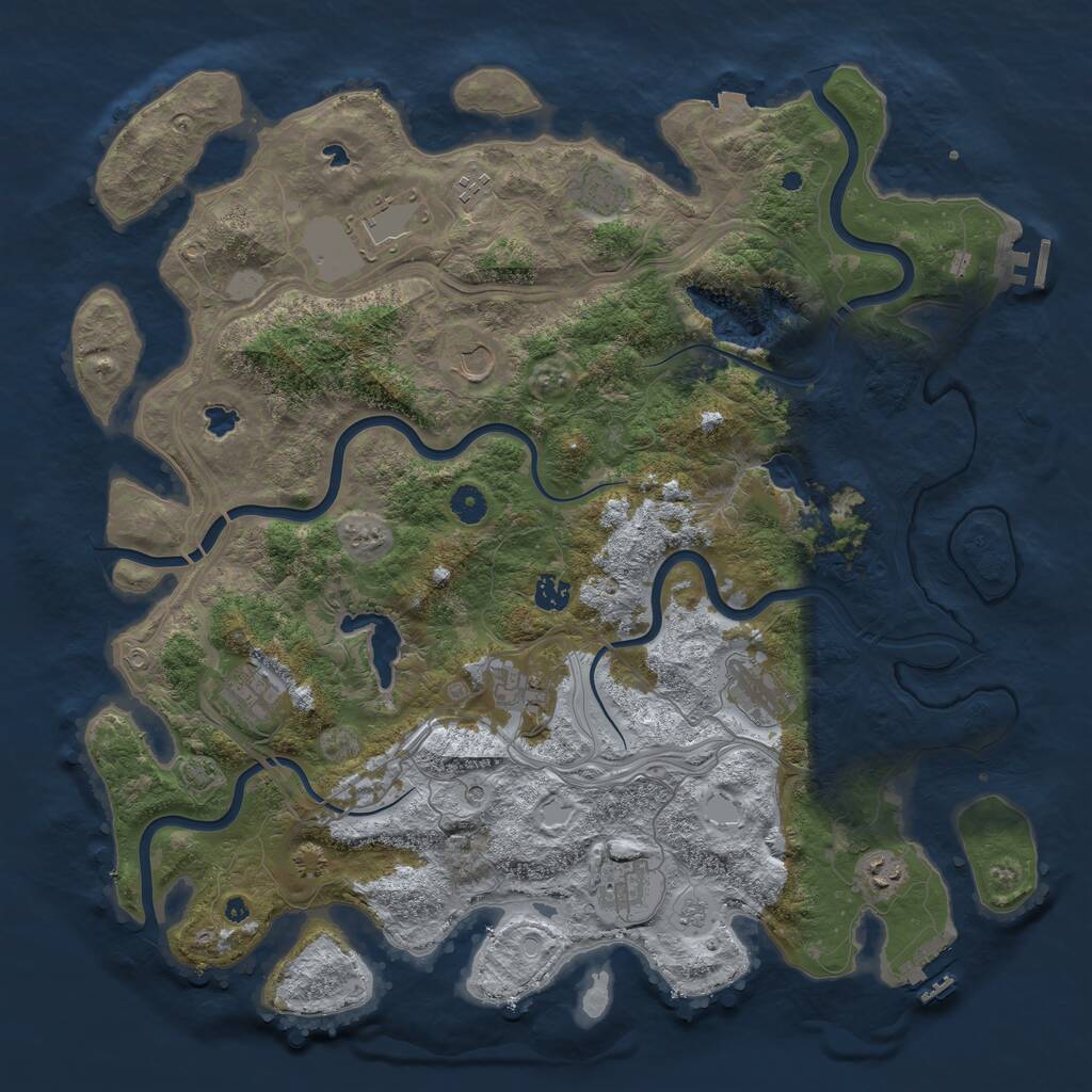 Rust Map: Procedural Map, Size: 4500, Seed: 746948417, 16 Monuments