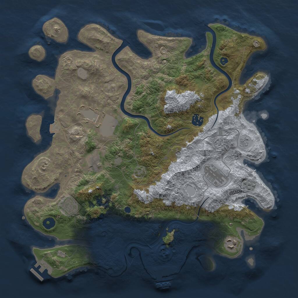 Rust Map: Procedural Map, Size: 3750, Seed: 311280236, 13 Monuments