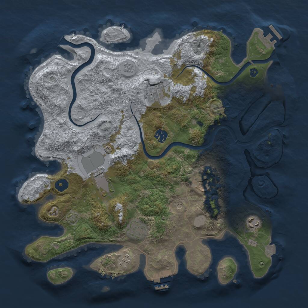 Rust Map: Procedural Map, Size: 3600, Seed: 793639, 13 Monuments