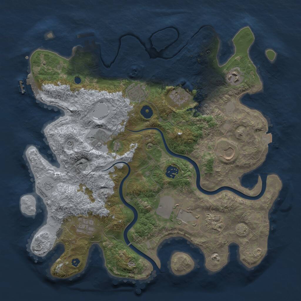 Rust Map: Procedural Map, Size: 3650, Seed: 70722697, 16 Monuments
