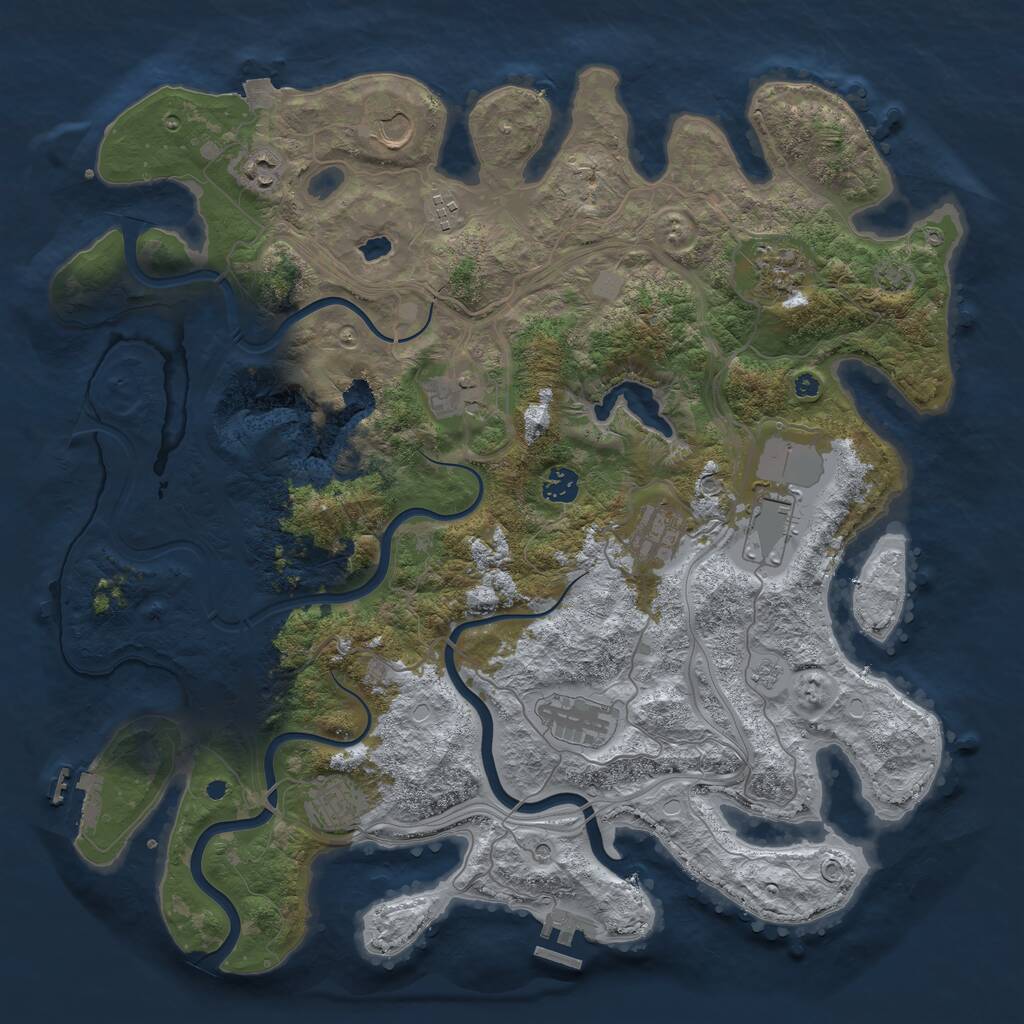 Rust Map: Procedural Map, Size: 4250, Seed: 1307145967, 16 Monuments