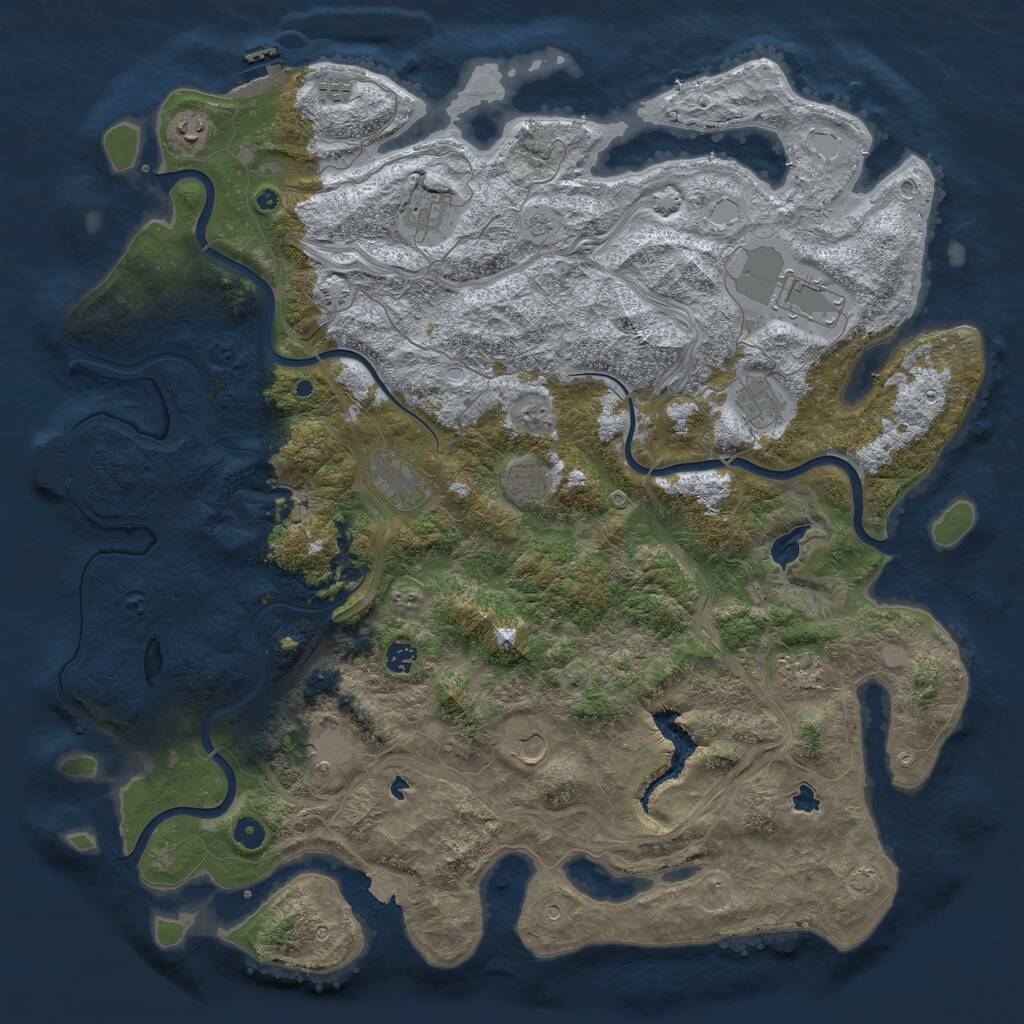 Rust Map: Procedural Map, Size: 4999, Seed: 989823677, 17 Monuments