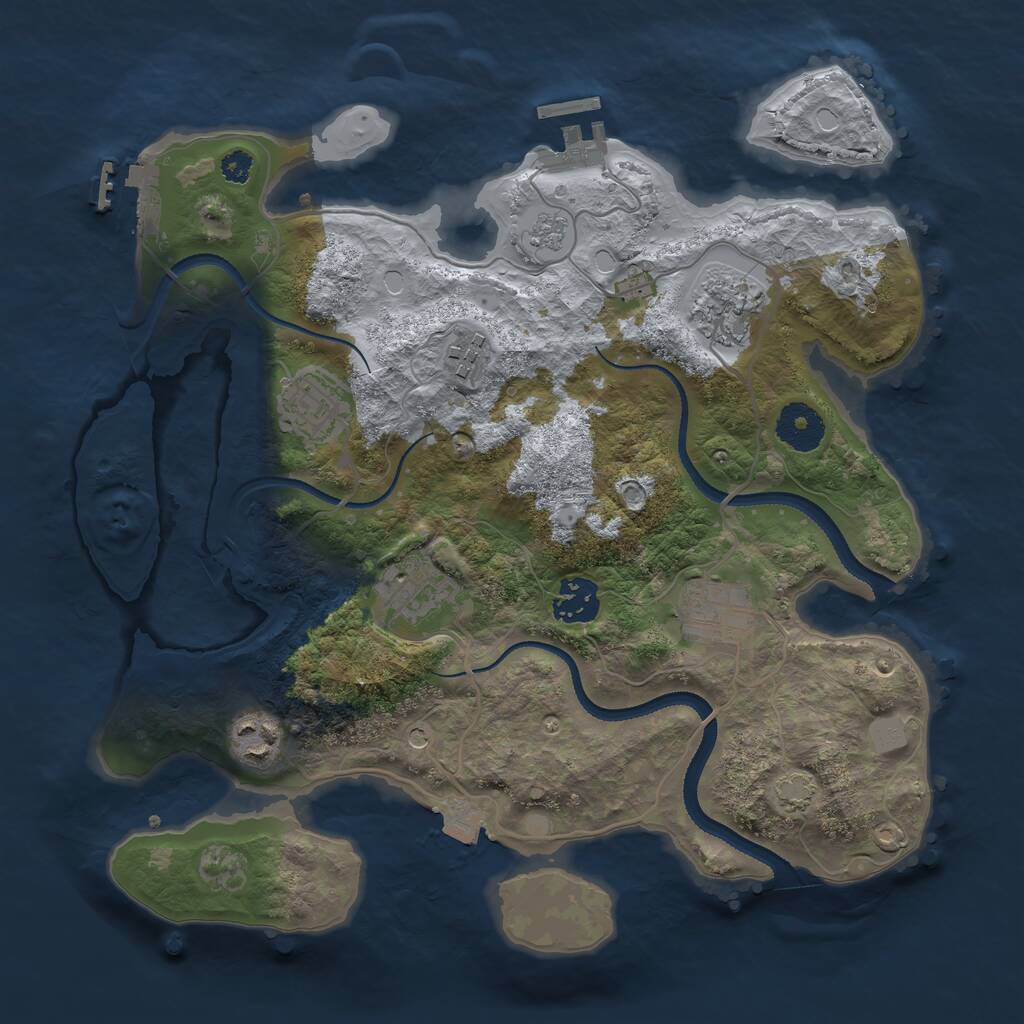 Rust Map: Procedural Map, Size: 3250, Seed: 1846625071, 13 Monuments