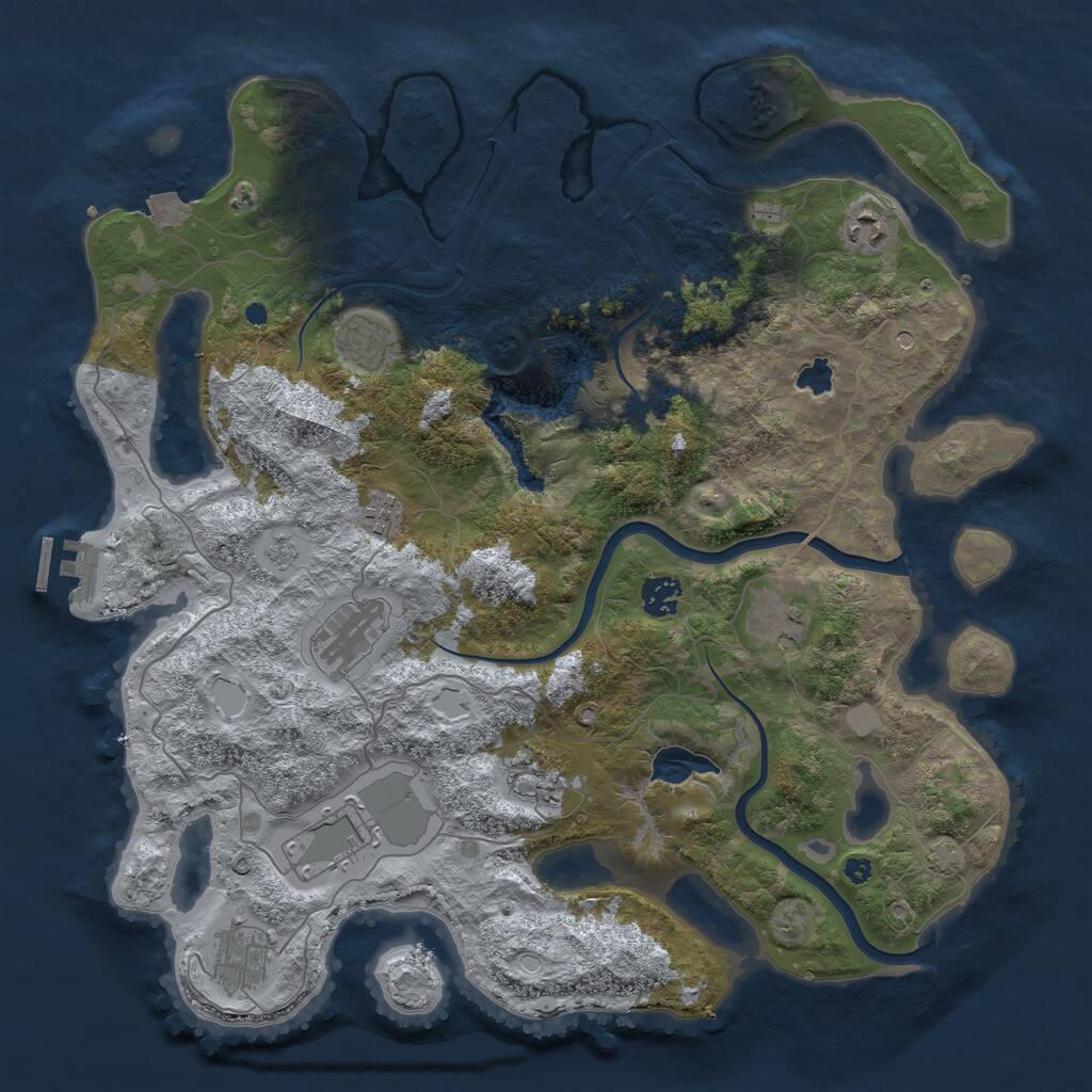 Rust Map: Procedural Map, Size: 4000, Seed: 765718768, 14 Monuments