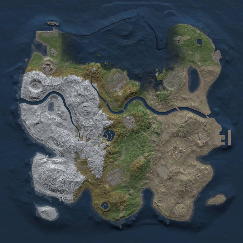 Rust Map: Procedural Map, Size: 3250, Seed: 183439881, 13 Monuments