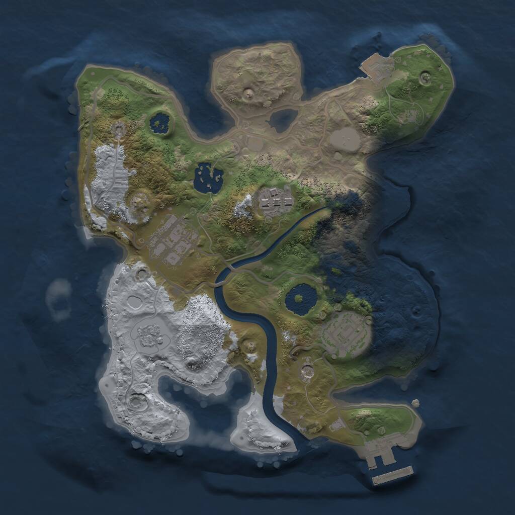 Rust Map: Procedural Map, Size: 2500, Seed: 13289, 8 Monuments