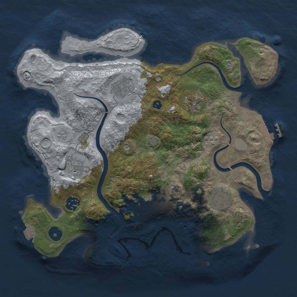 Rust Map: Procedural Map, Size: 3250, Seed: 8888048, 13 Monuments