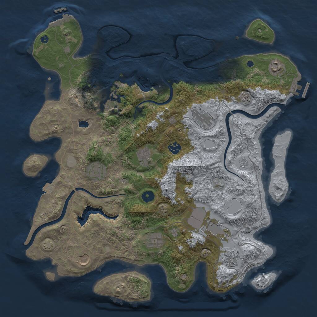 Rust Map: Procedural Map, Size: 4000, Seed: 598106241, 17 Monuments