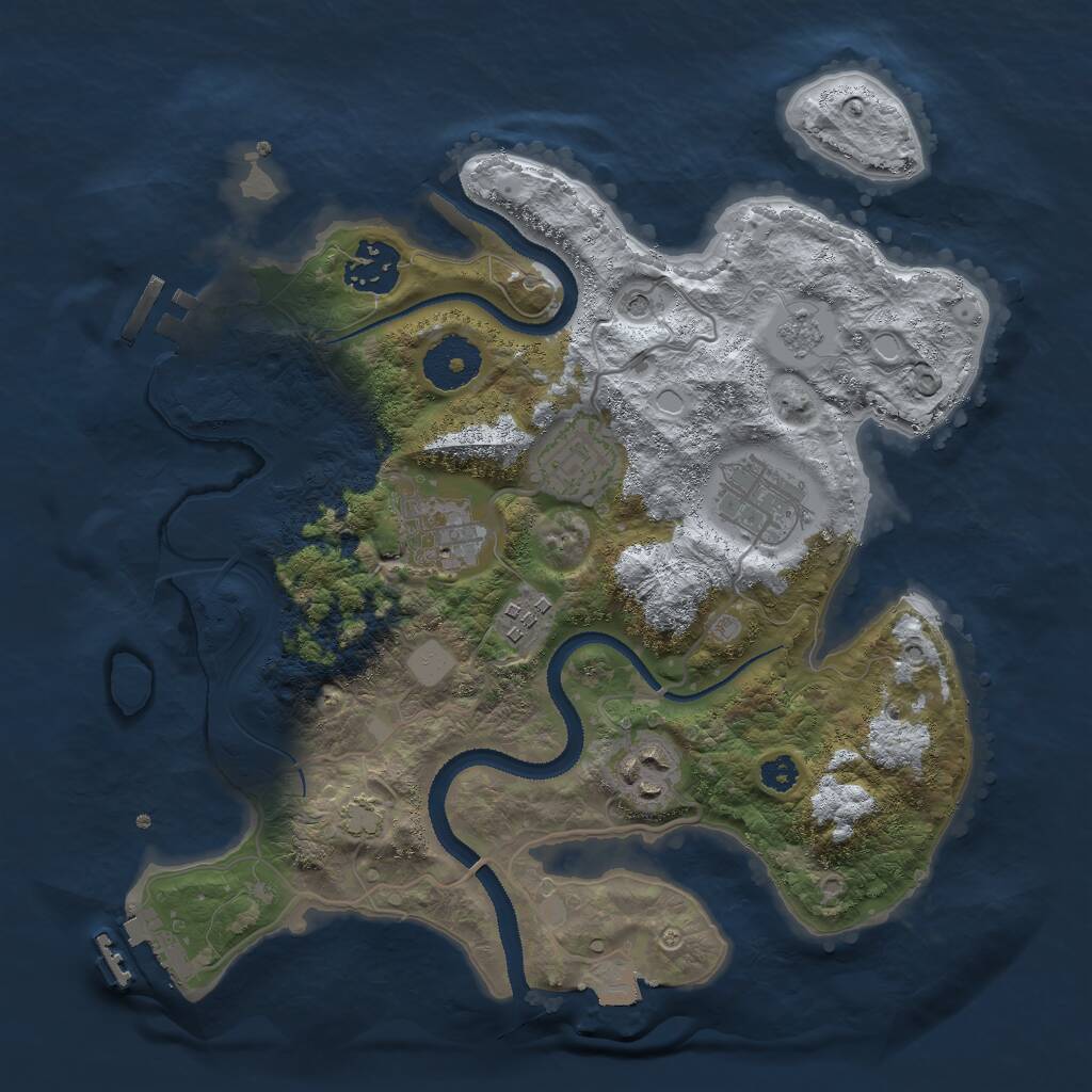 Rust Map: Procedural Map, Size: 3000, Seed: 1874003673, 12 Monuments