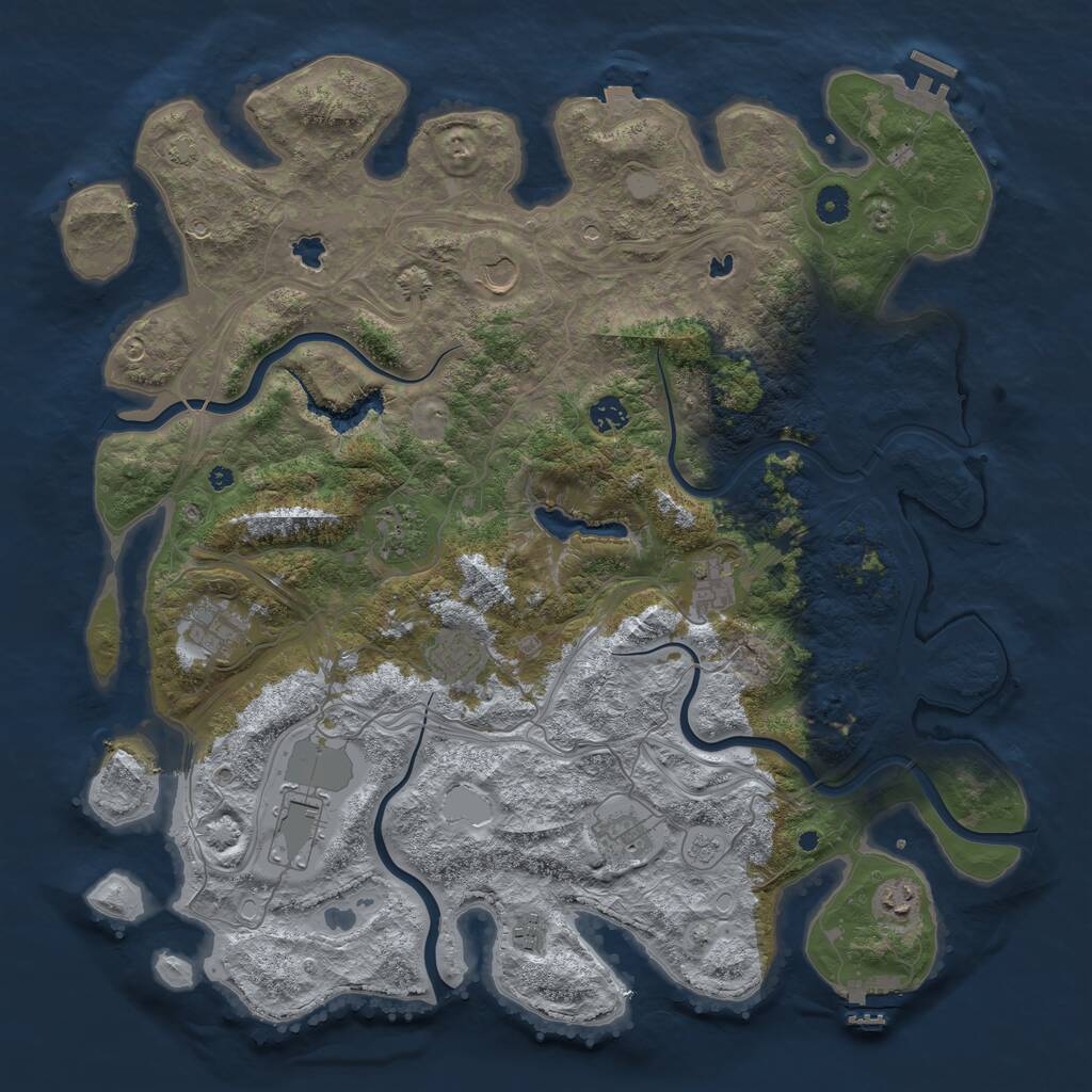 Rust Map: Procedural Map, Size: 4500, Seed: 2005609994, 16 Monuments