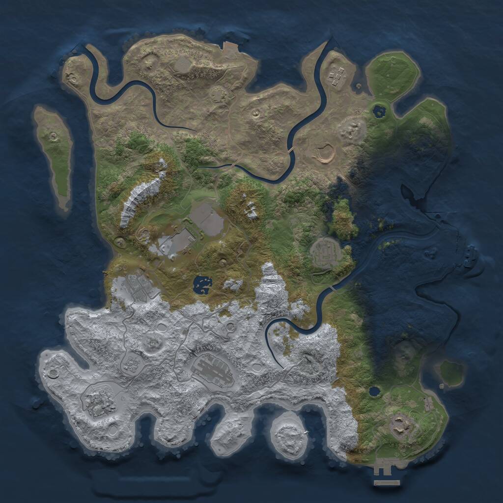 Rust Map: Procedural Map, Size: 3900, Seed: 1244714157, 15 Monuments