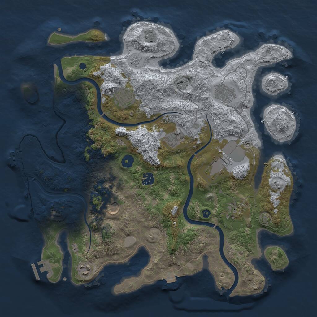 Rust Map: Procedural Map, Size: 3750, Seed: 756233233, 15 Monuments